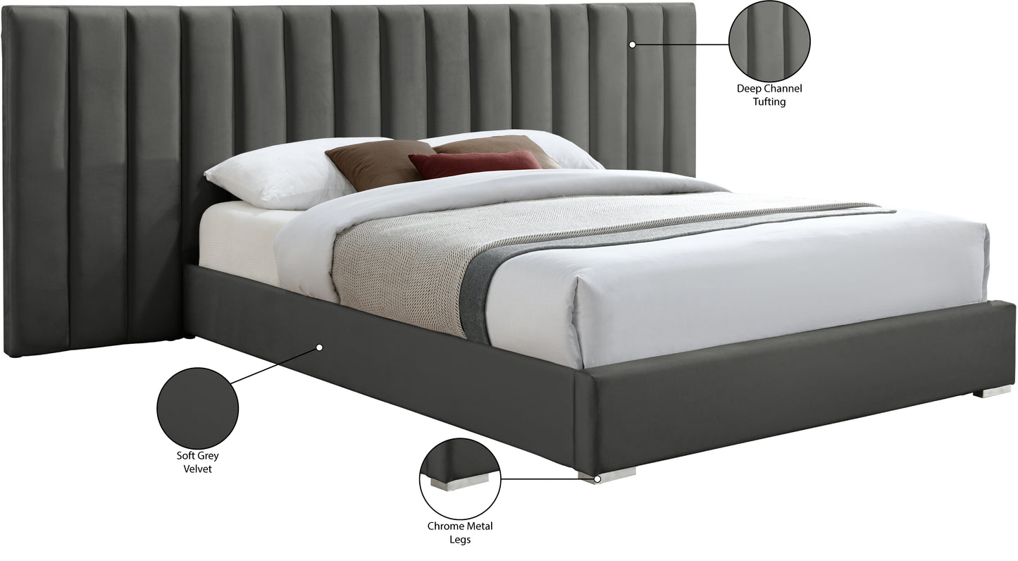 joy grey velvet king bed k