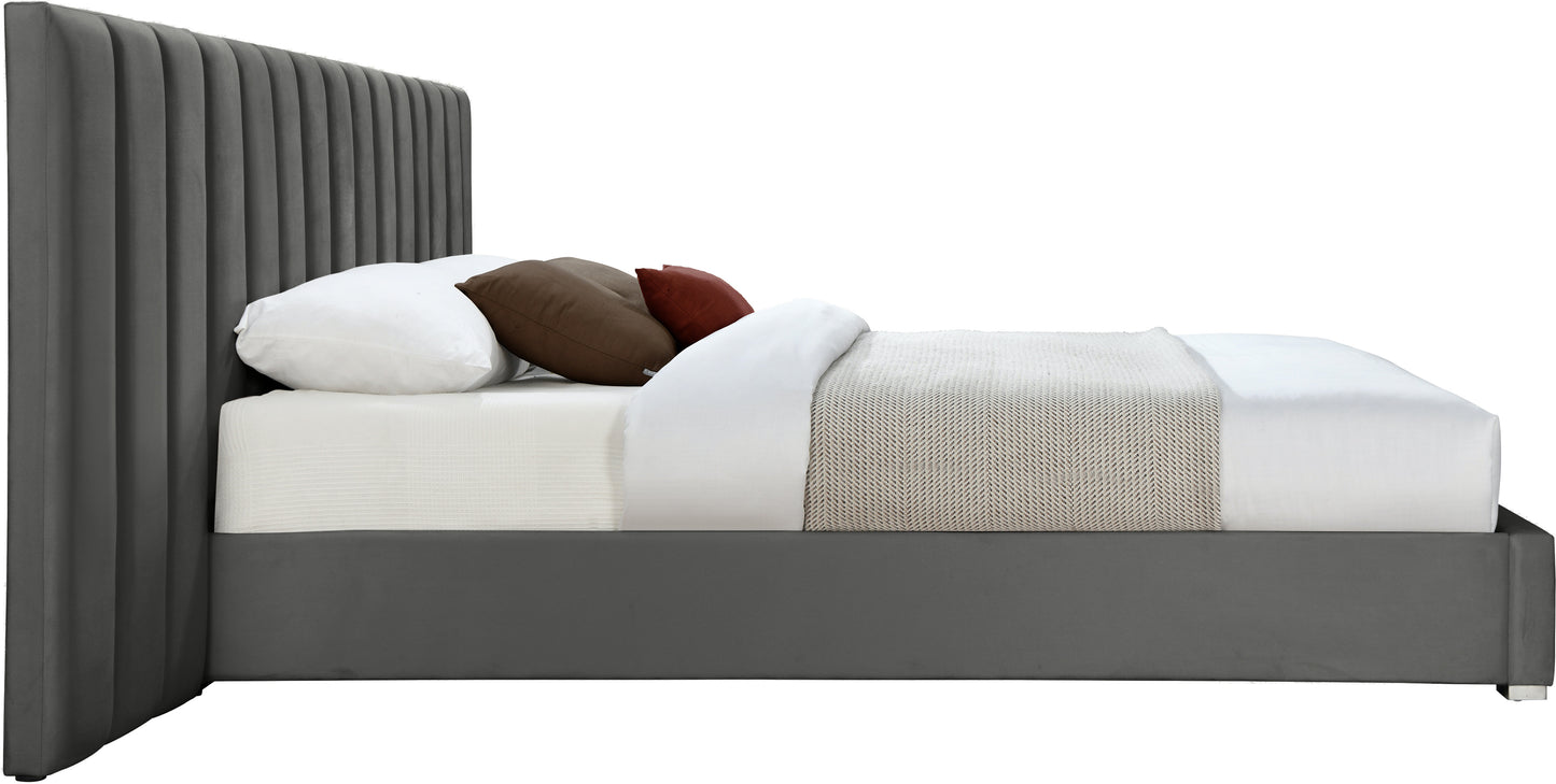 joy grey velvet king bed k