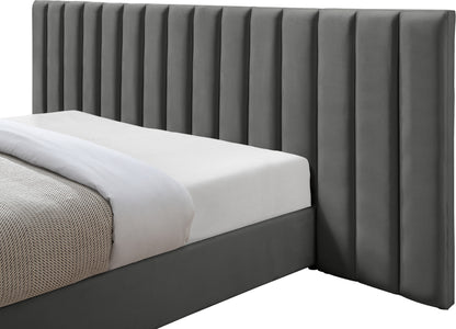 Joy Grey Velvet King Bed K