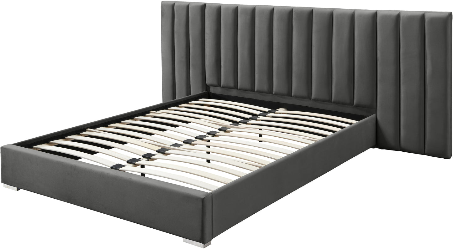 joy grey velvet king bed k