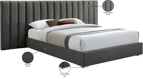Joy Grey Velvet Queen Bed Q