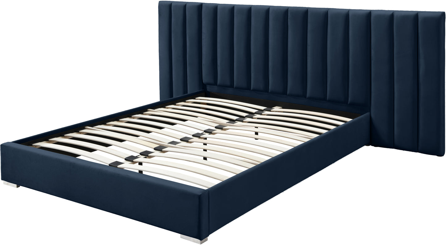 joy navy velvet king bed k