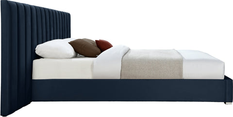 Joy Navy Velvet Queen Bed Q