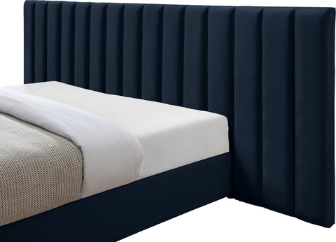 Joy Navy Velvet Queen Bed Q