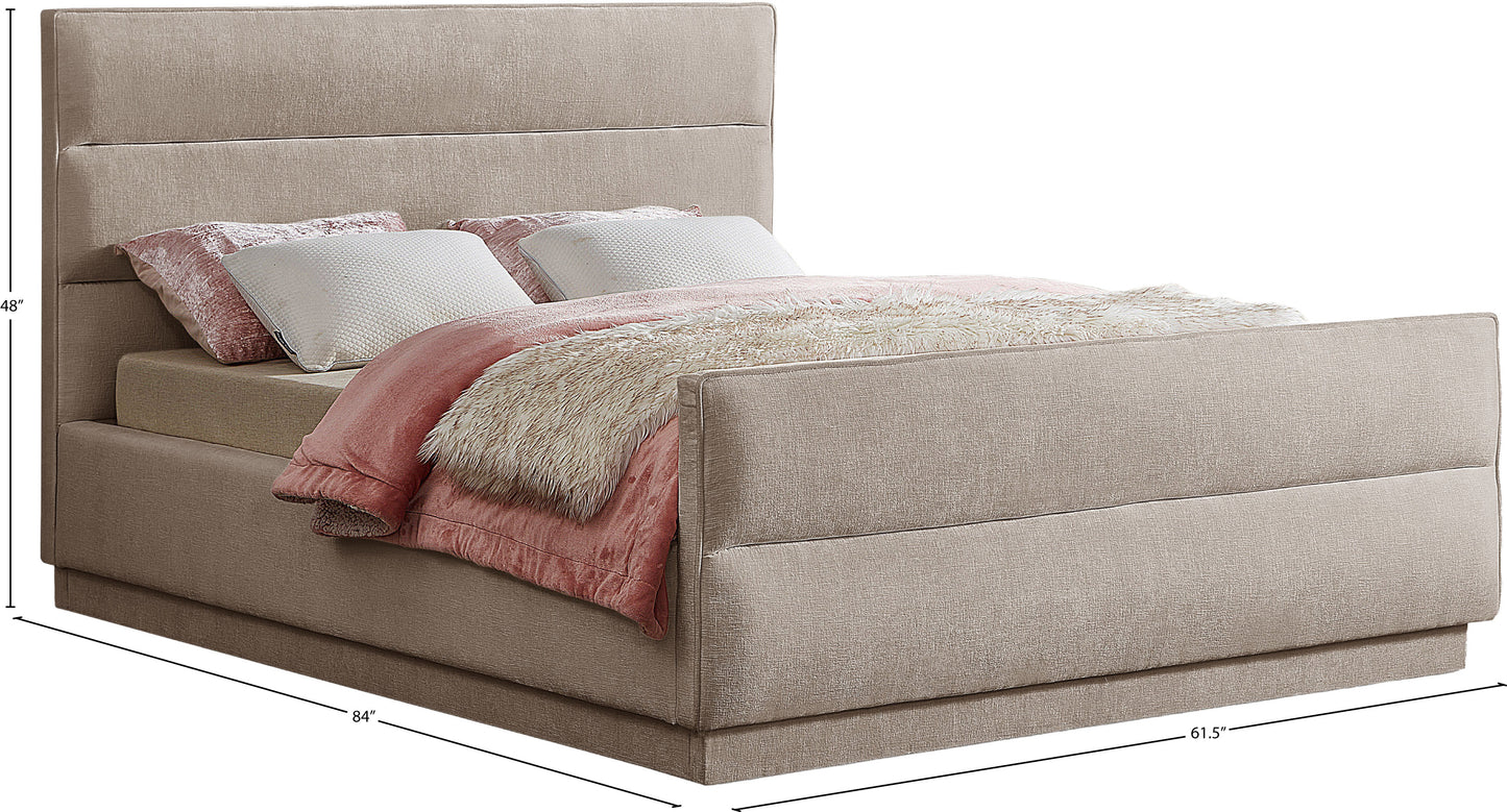 nixon beige chenille fabric full bed (3 boxes) f