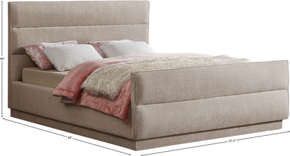 Nixon Beige Chenille Fabric Full Bed (3 Boxes) F