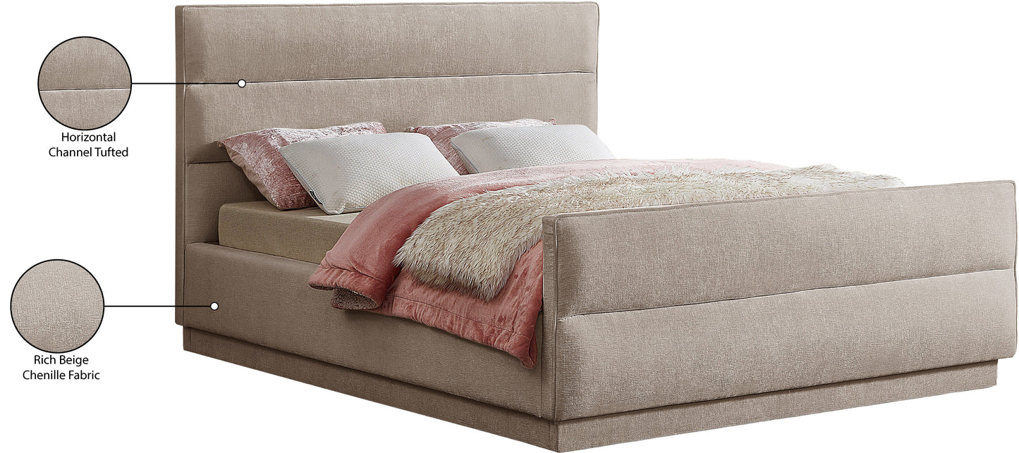 nixon beige chenille fabric full bed (3 boxes) f