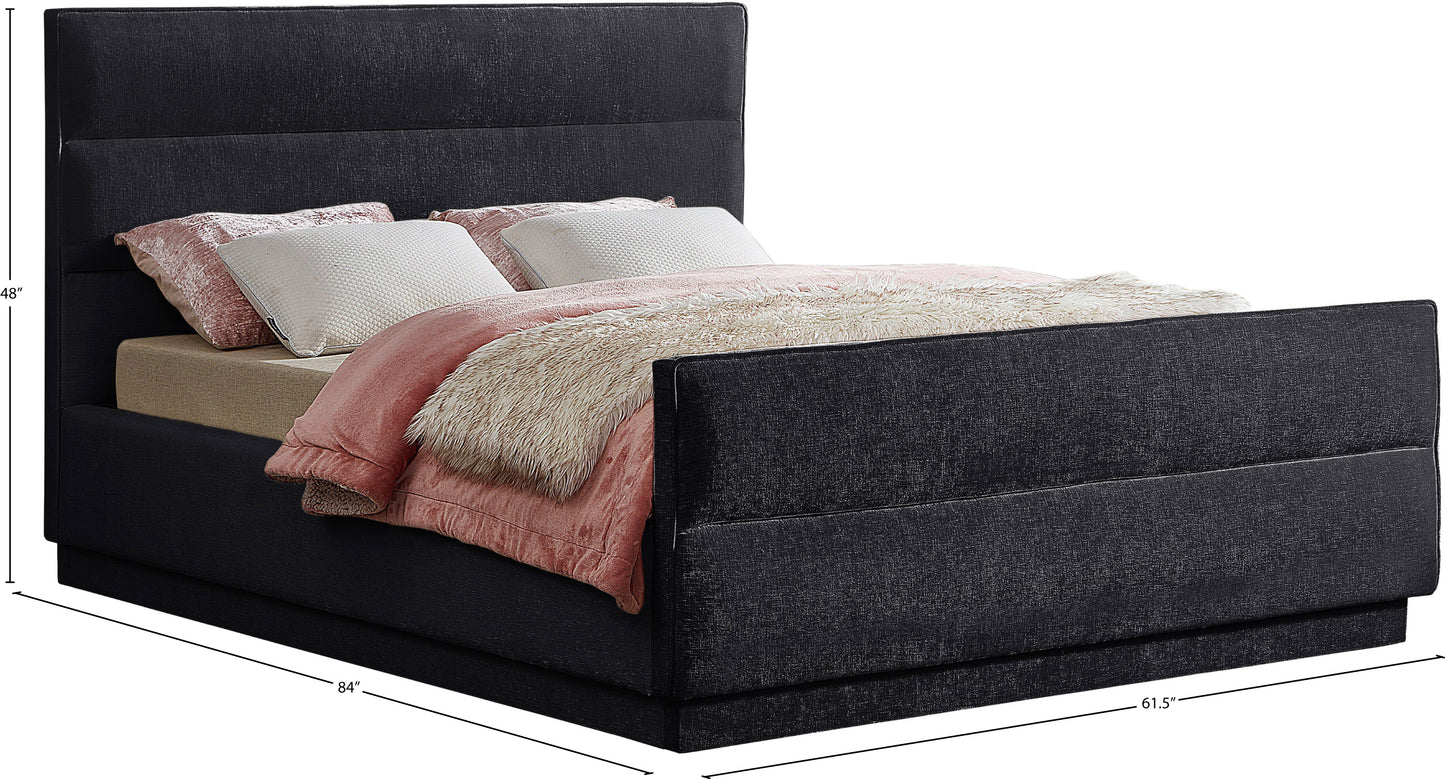 nixon black chenille fabric full bed (3 boxes) f