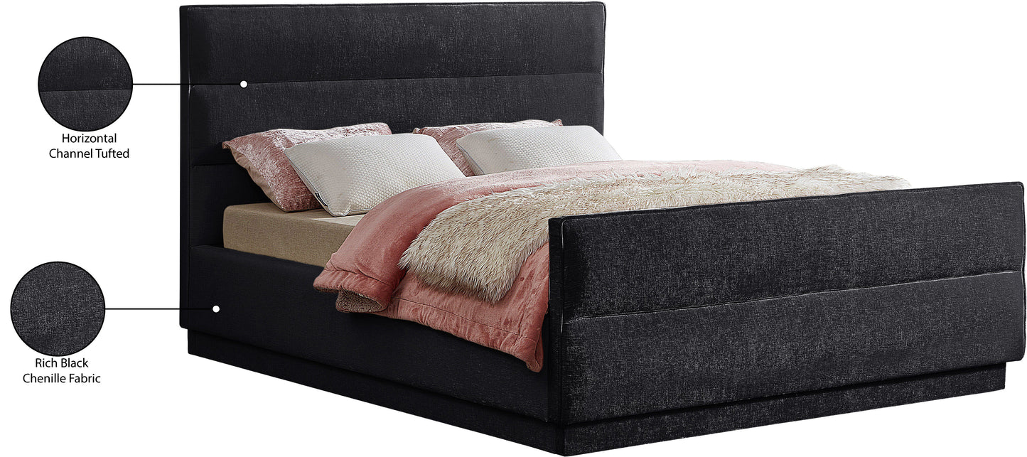 nixon black chenille fabric full bed (3 boxes) f