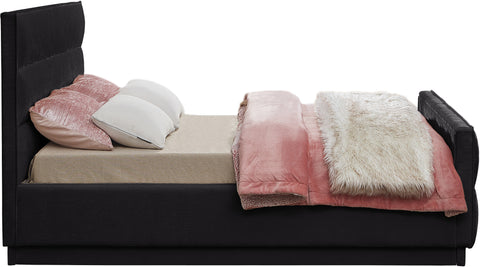 Nixon Black Chenille Fabric King Bed (3 Boxes) K