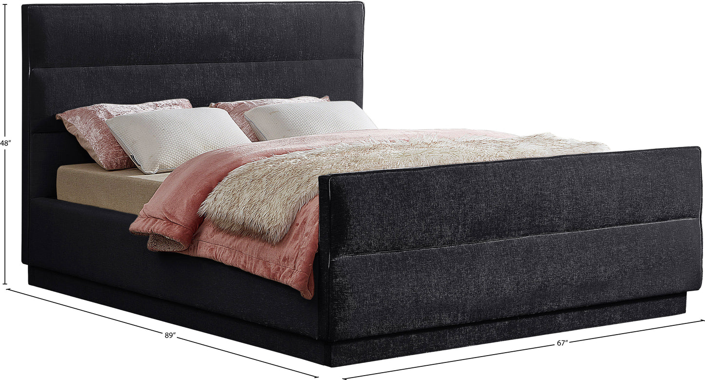 nixon black chenille fabric queen bed (3 boxes) q