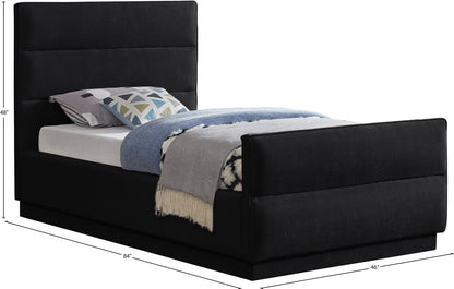 Nixon Black Chenille Fabric Twin Bed (3 Boxes) T