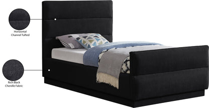 Nixon Black Chenille Fabric Twin Bed (3 Boxes) T