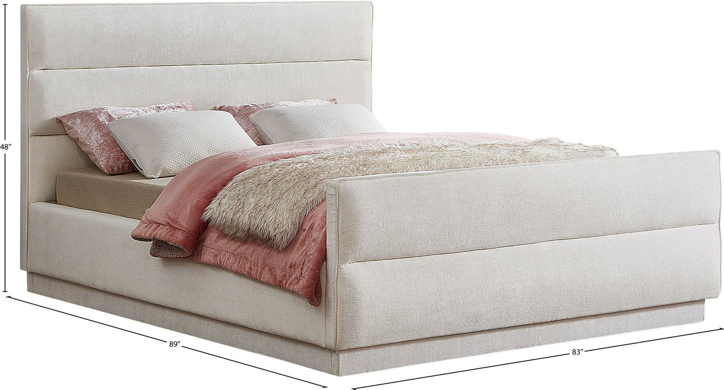 nixon cream chenille fabric king bed (3 boxes) k