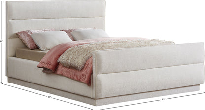 Nixon Cream Chenille Fabric King Bed (3 Boxes) K