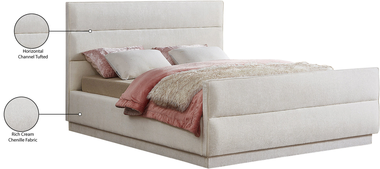 nixon cream chenille fabric king bed (3 boxes) k