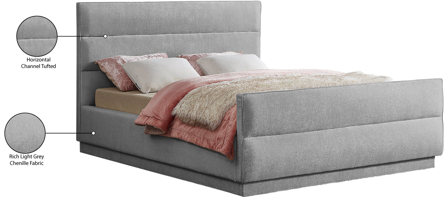 nixon grey chenille fabric full bed (3 boxes) f