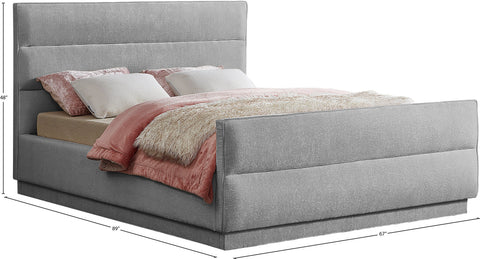 Nixon Grey Chenille Fabric Queen Bed (3 Boxes) Q