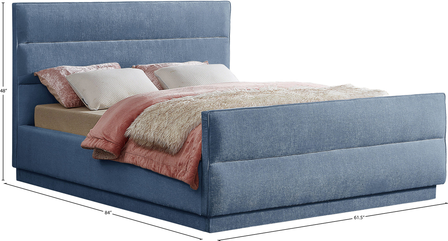 nixon light blue chenille fabric full bed (3 boxes) f