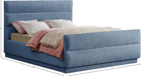 Nixon Light Blue Chenille Fabric Queen Bed (3 Boxes) Q