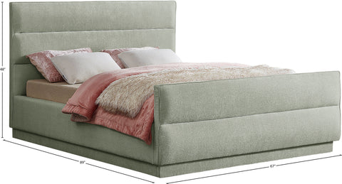 Nixon Mint Chenille Fabric Queen Bed (3 Boxes) Q