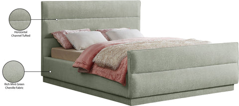 Nixon Mint Chenille Fabric Queen Bed (3 Boxes) Q