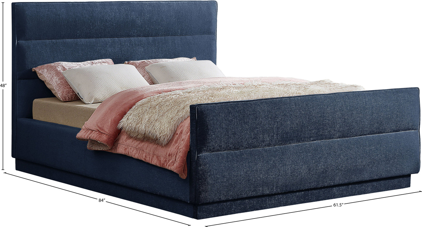 nixon navy chenille fabric full bed (3 boxes) f