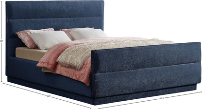 Nixon Navy Chenille Fabric Full Bed (3 Boxes) F