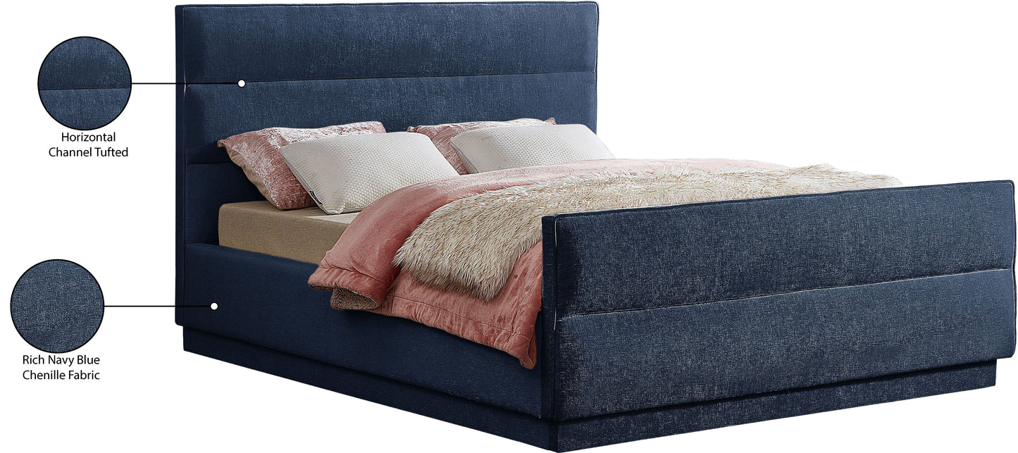 nixon navy chenille fabric full bed (3 boxes) f