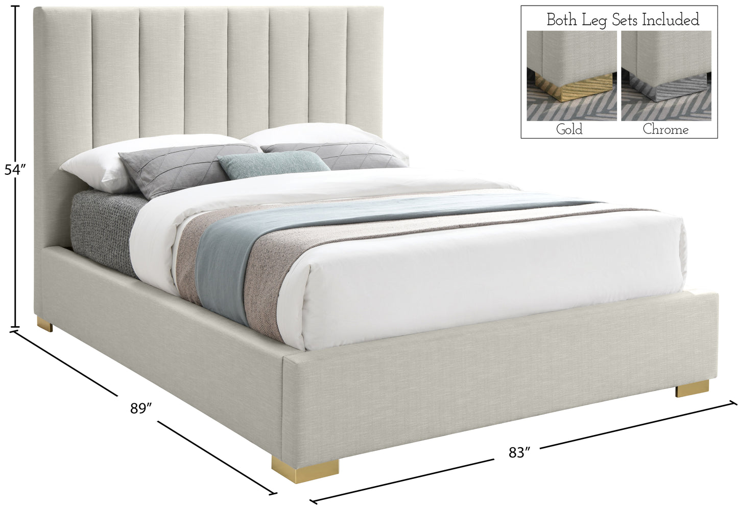 heart beige linen textured fabric king bed k