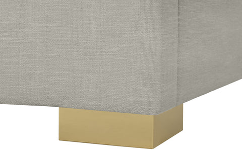 Heart Beige Linen Textured Fabric Queen Bed Q