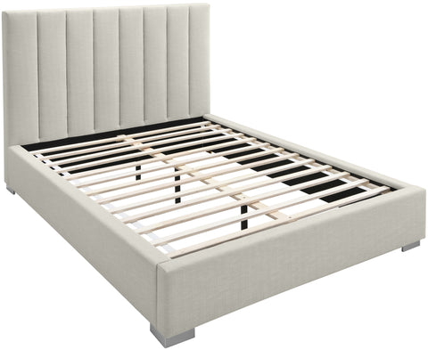 Heart Beige Linen Textured Fabric Queen Bed Q