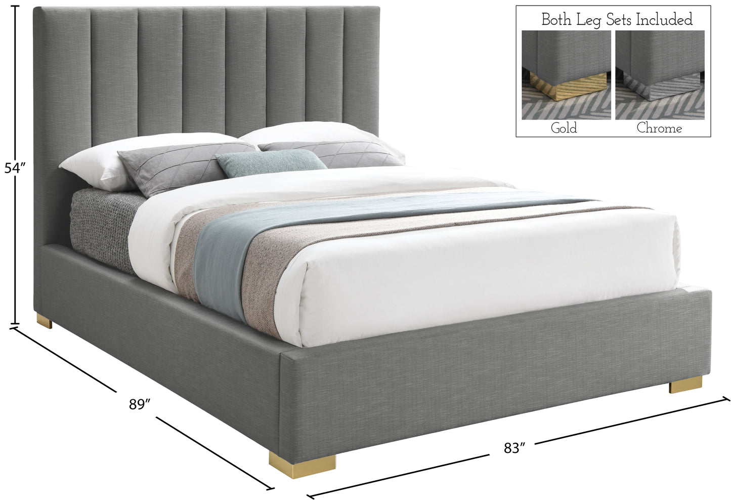 heart grey linen textured fabric king bed k