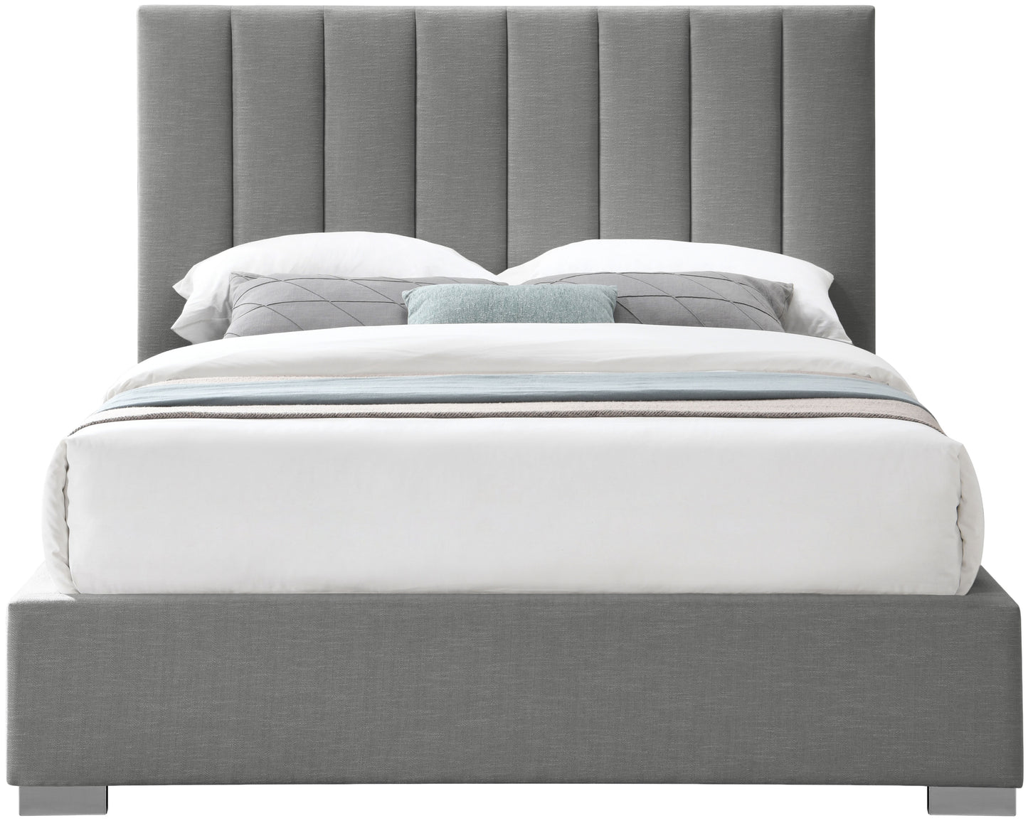 heart grey linen textured fabric king bed k