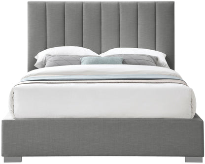 Heart Grey Linen Textured Fabric King Bed K