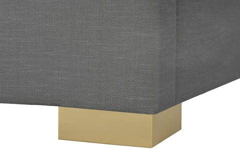 Heart Grey Linen Textured Fabric Queen Bed Q