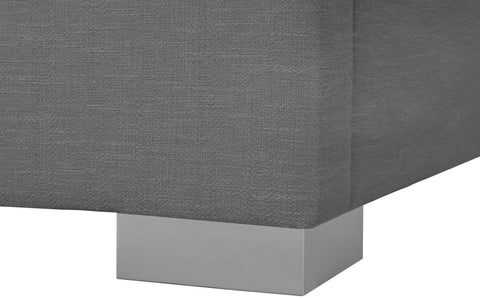 Heart Grey Linen Textured Fabric Queen Bed Q