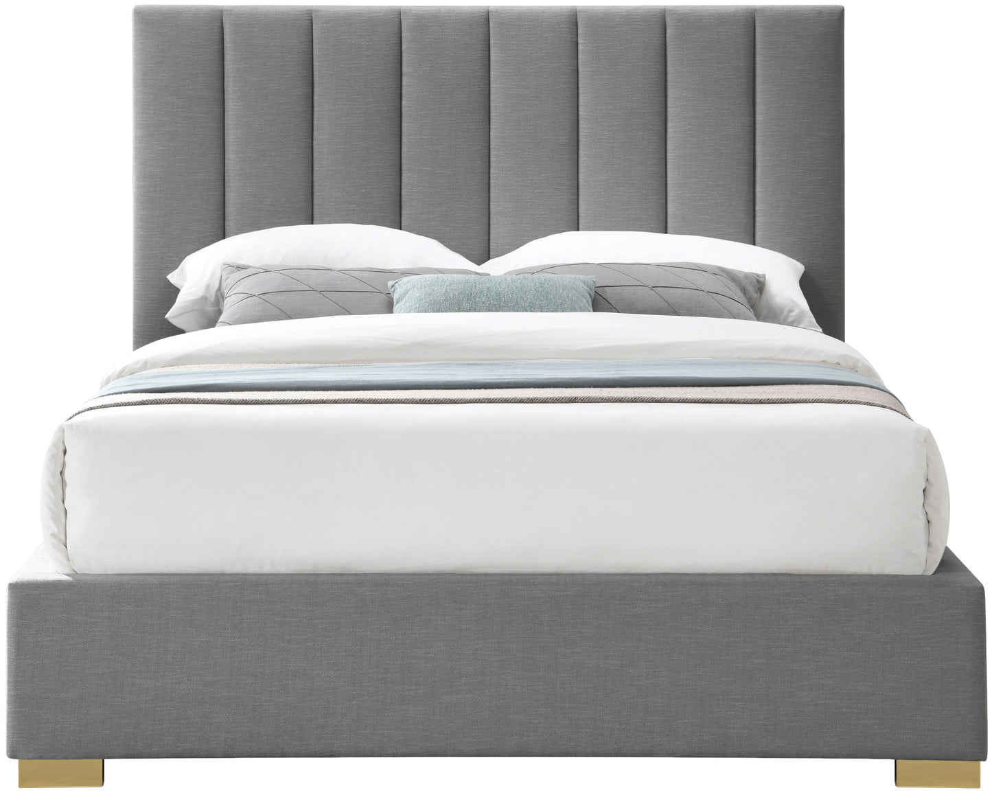 heart grey linen textured fabric queen bed q