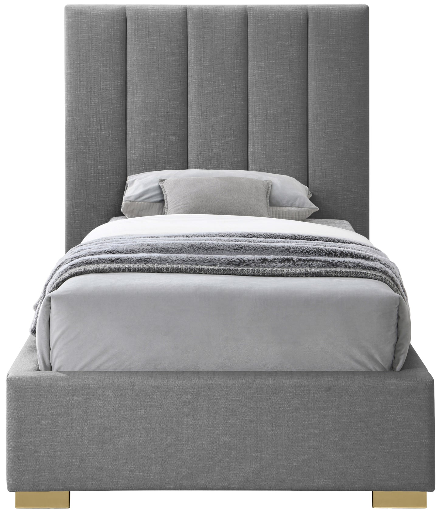 heart grey linen textured fabric twin bed t