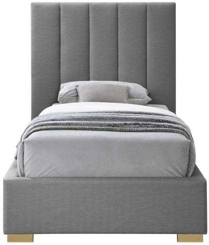 Heart Grey Linen Textured Fabric Twin Bed T