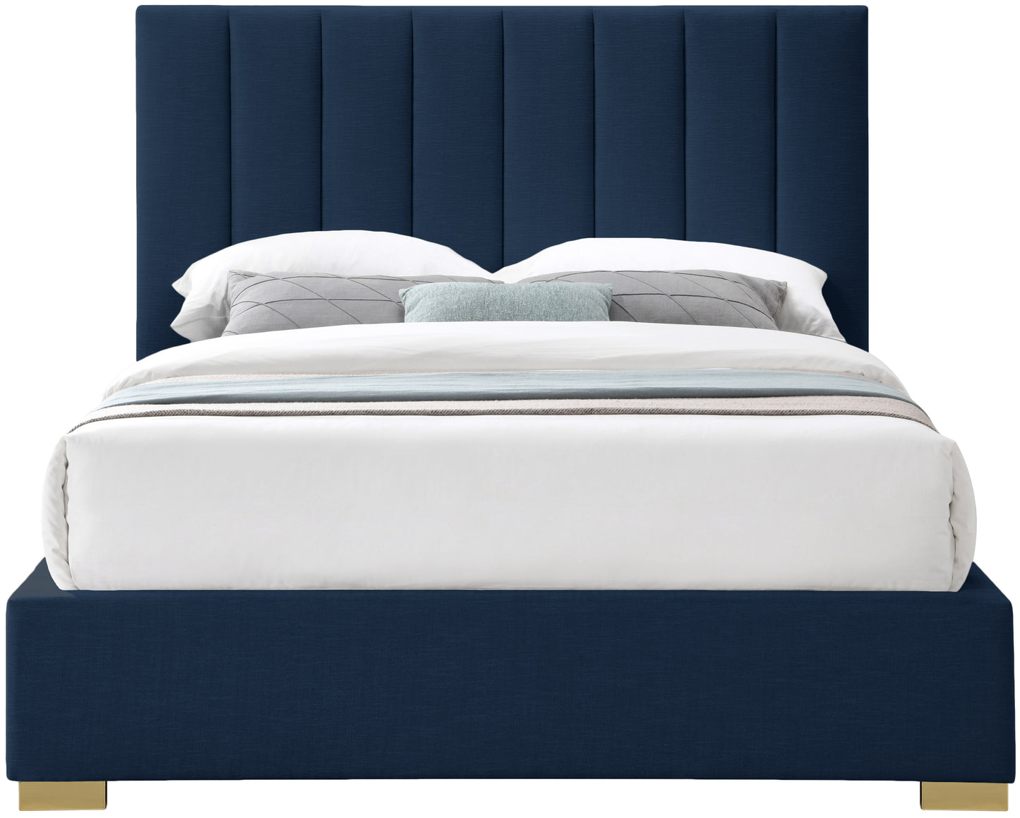 heart navy linen textured fabric full bed f