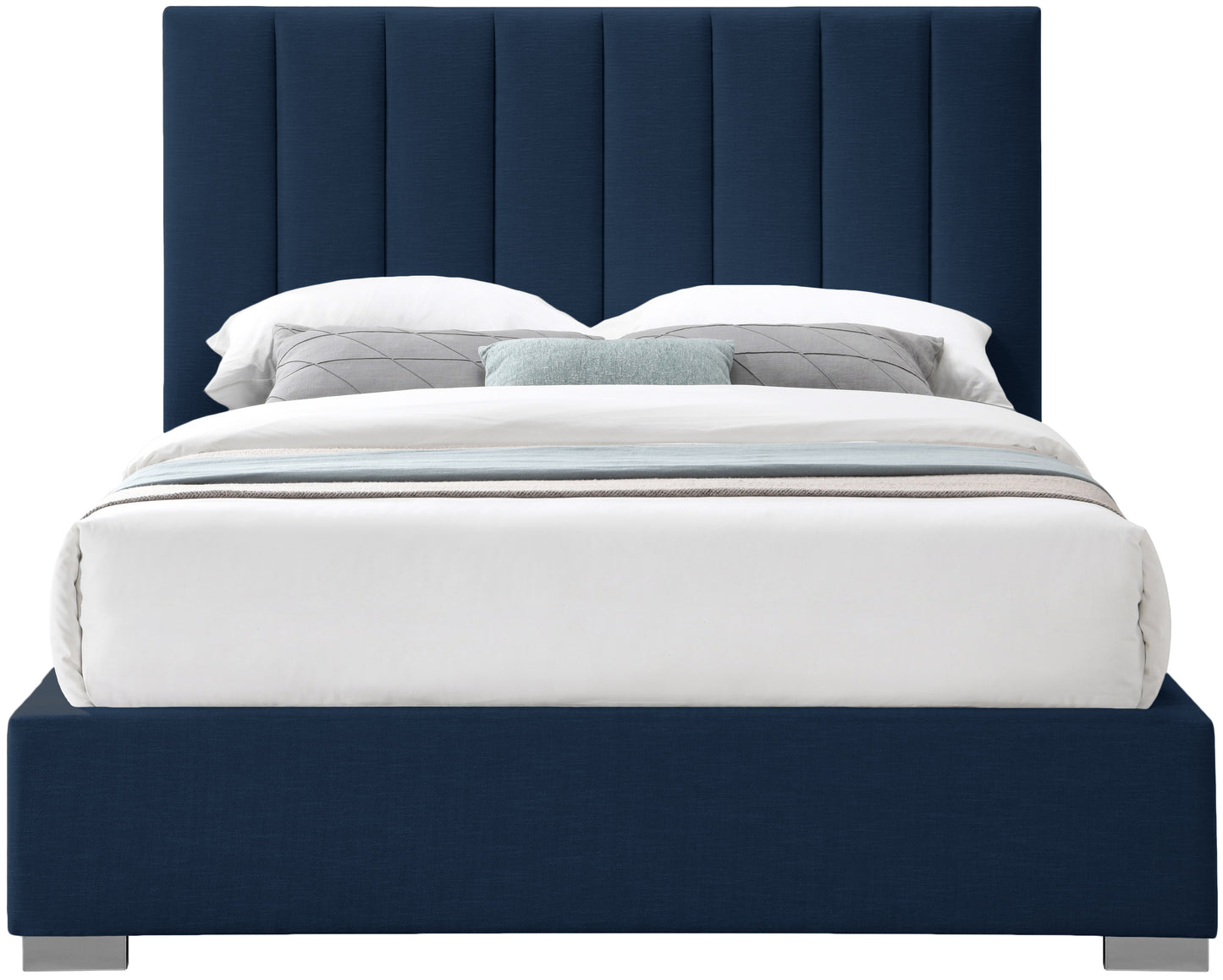 heart navy linen textured fabric full bed f