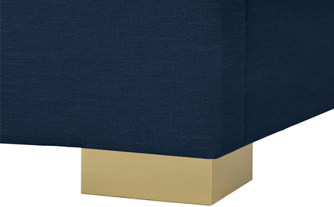Heart Navy Linen Textured Fabric King Bed K