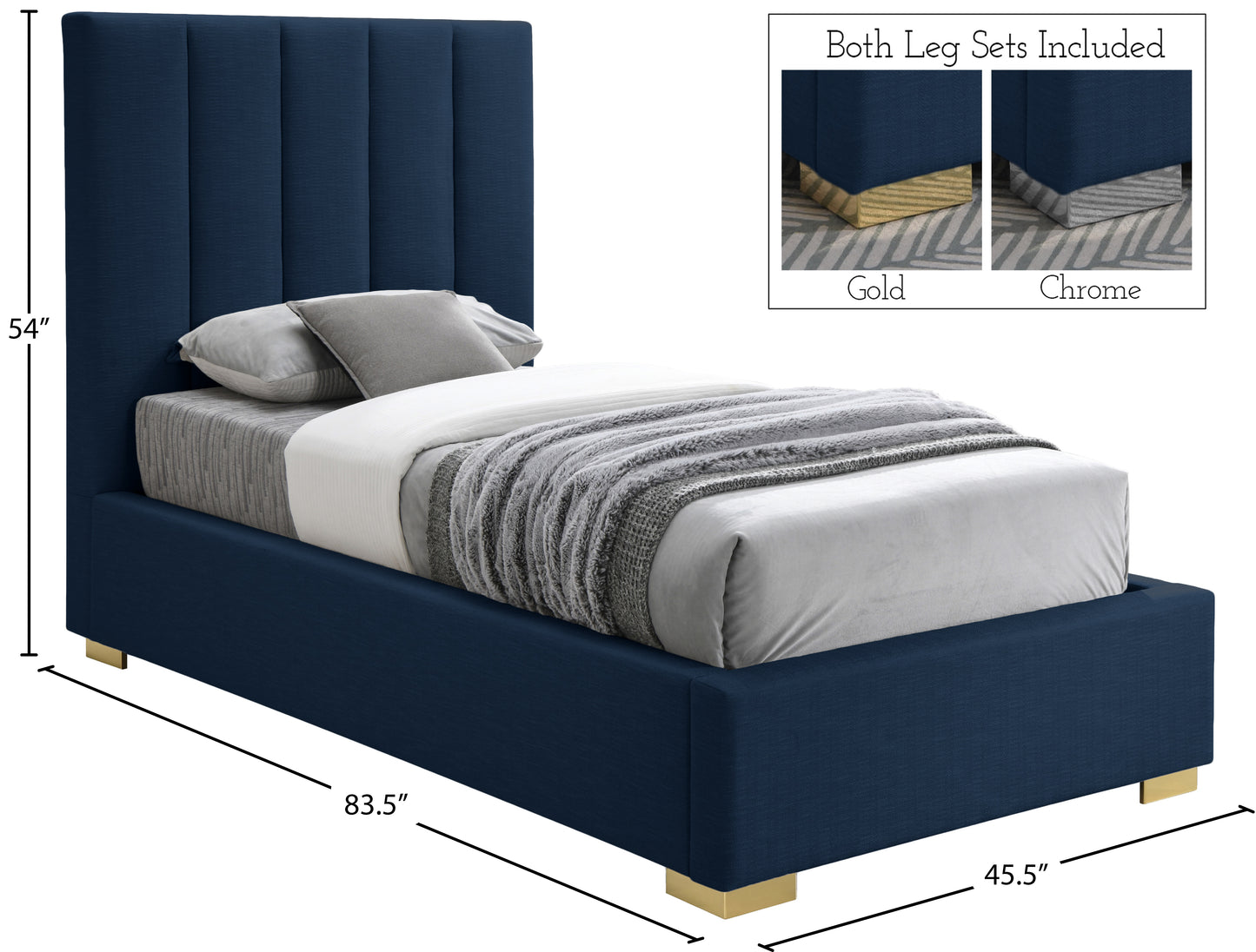 heart navy linen textured fabric twin bed t