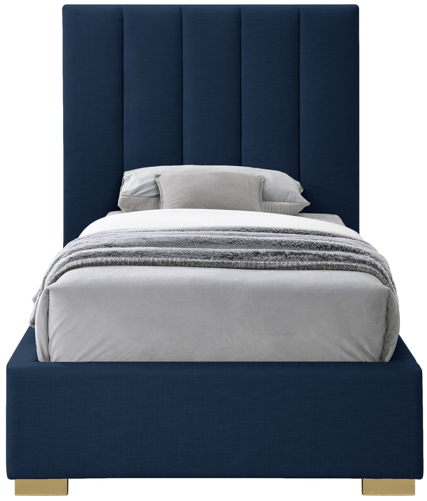 heart navy linen textured fabric twin bed t