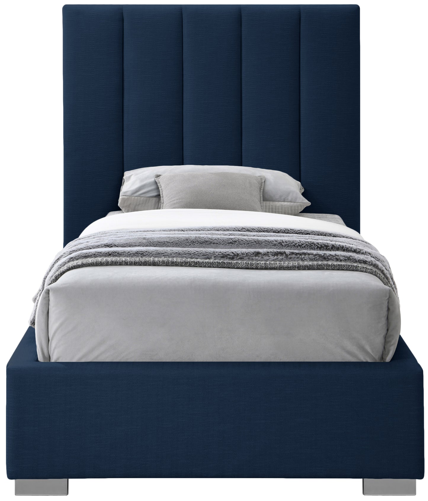 heart navy linen textured fabric twin bed t