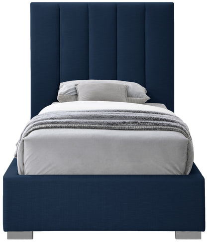 Heart Navy Linen Textured Fabric Twin Bed T