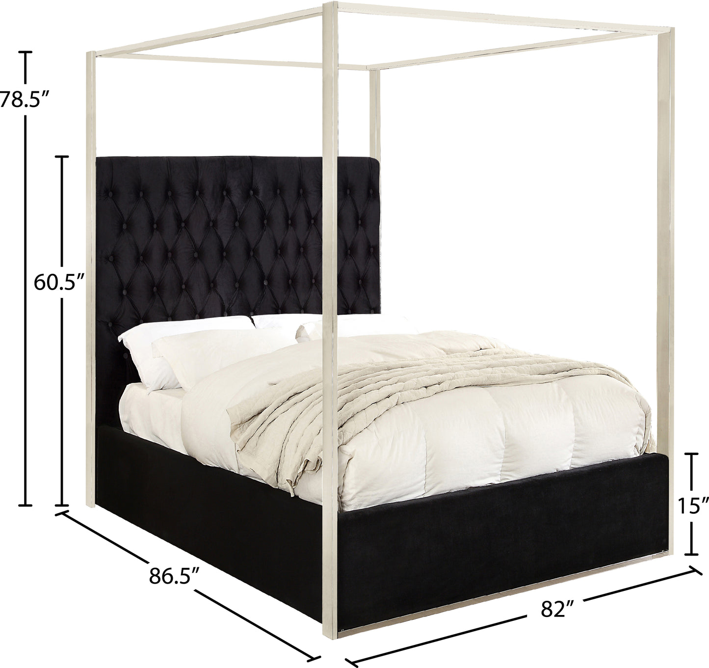 quinn black velvet king bed k