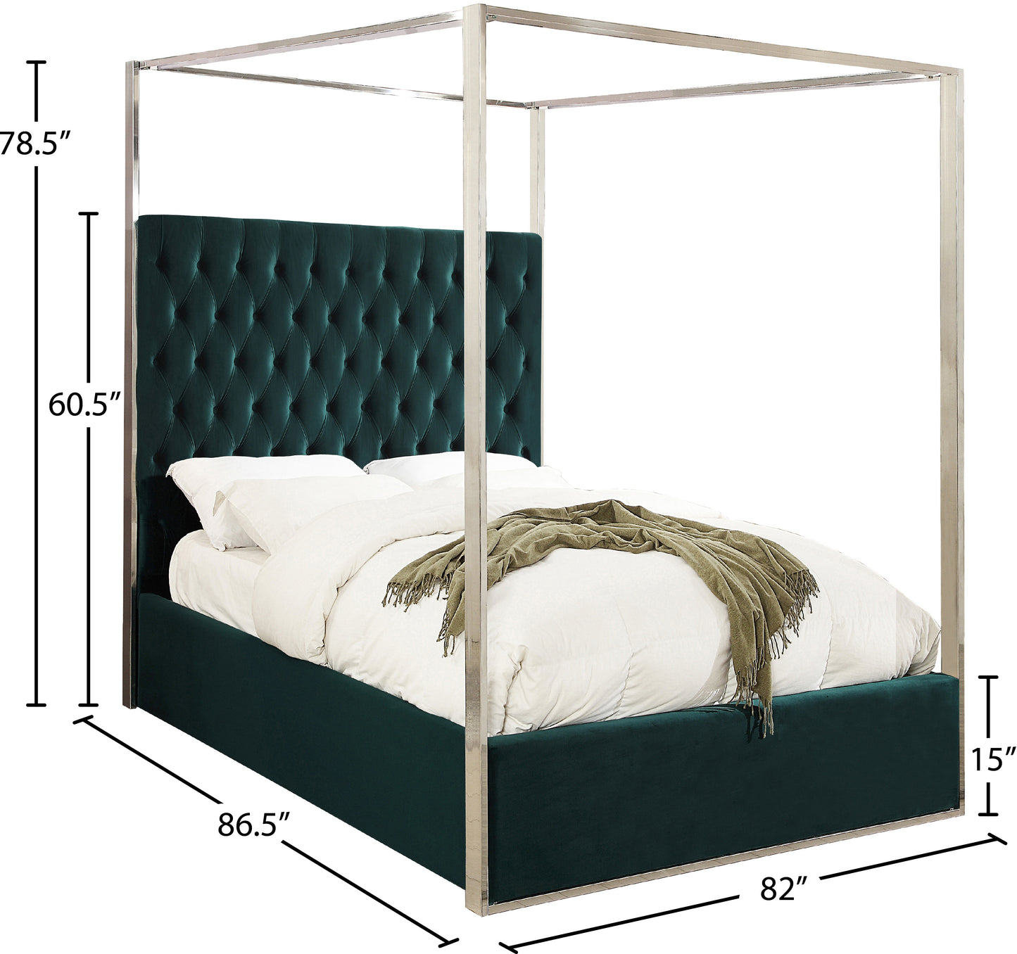 quinn green velvet king bed k