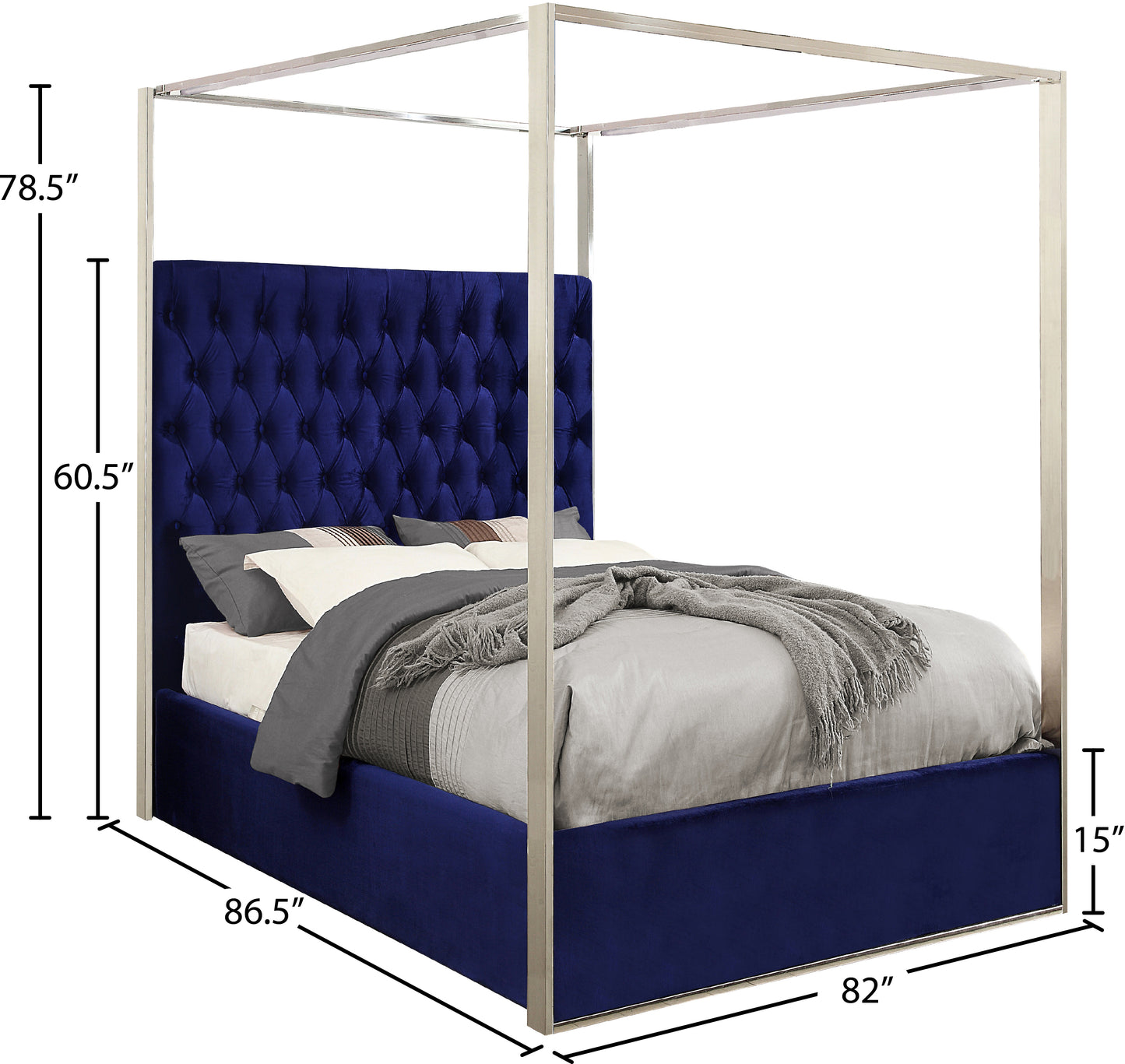 quinn navy velvet king bed k